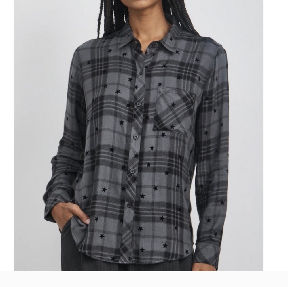 RAILS Hunter Iron Black Stars Shirt Sz.M